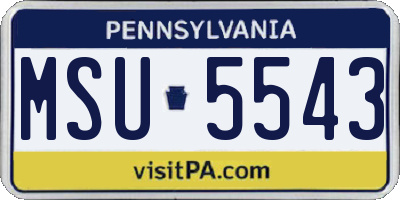 PA license plate MSU5543