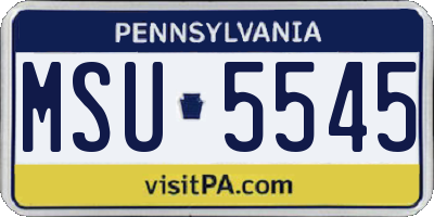 PA license plate MSU5545