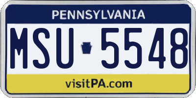 PA license plate MSU5548
