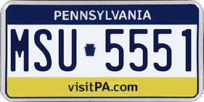 PA license plate MSU5551