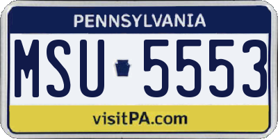 PA license plate MSU5553