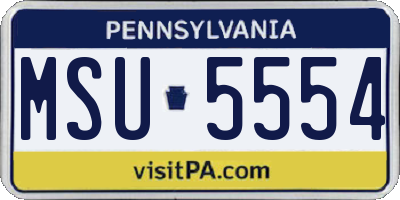 PA license plate MSU5554