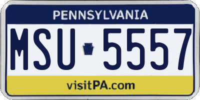 PA license plate MSU5557