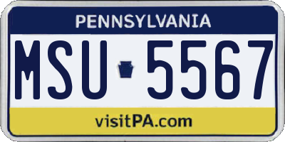 PA license plate MSU5567