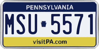 PA license plate MSU5571