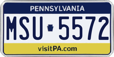 PA license plate MSU5572