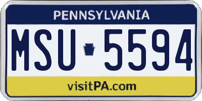 PA license plate MSU5594