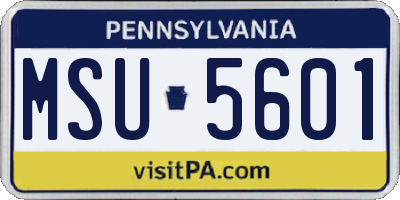 PA license plate MSU5601