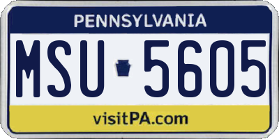 PA license plate MSU5605