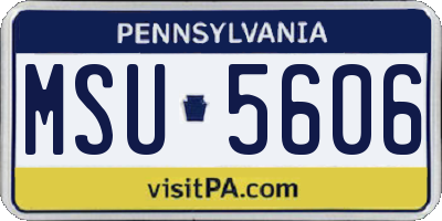 PA license plate MSU5606