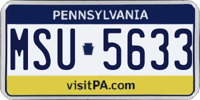 PA license plate MSU5633