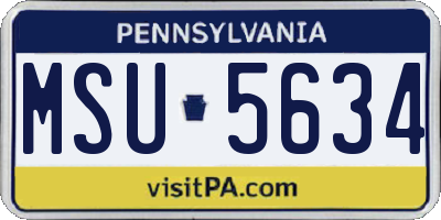 PA license plate MSU5634