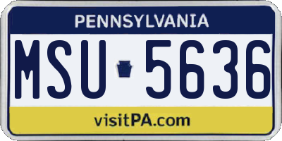 PA license plate MSU5636