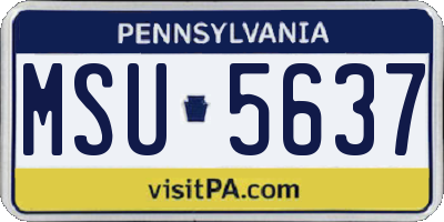 PA license plate MSU5637