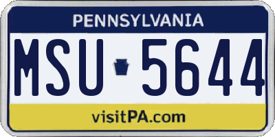 PA license plate MSU5644