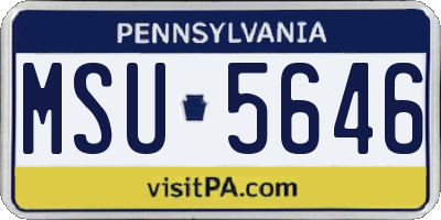 PA license plate MSU5646