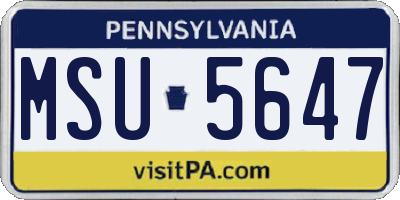 PA license plate MSU5647