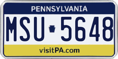 PA license plate MSU5648