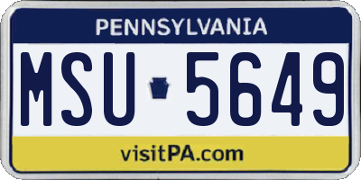PA license plate MSU5649