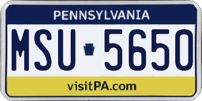 PA license plate MSU5650