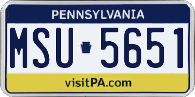 PA license plate MSU5651
