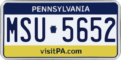 PA license plate MSU5652