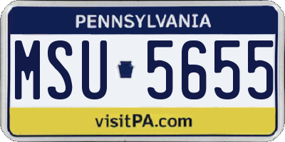 PA license plate MSU5655