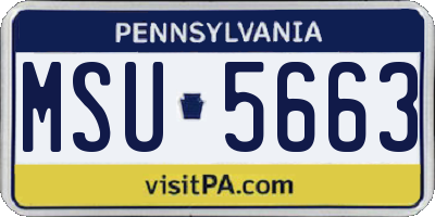 PA license plate MSU5663