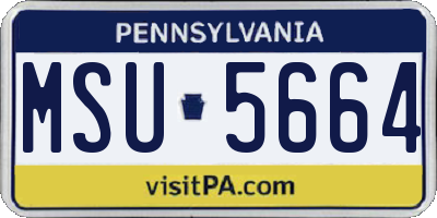 PA license plate MSU5664