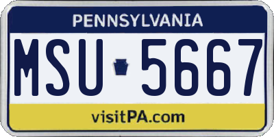 PA license plate MSU5667