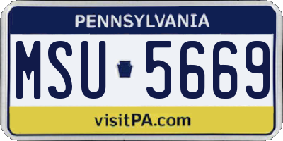 PA license plate MSU5669