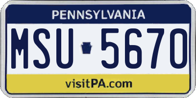 PA license plate MSU5670