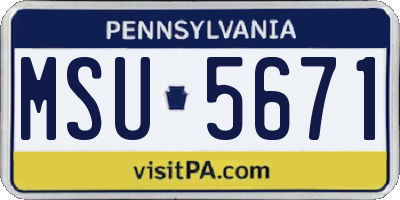 PA license plate MSU5671
