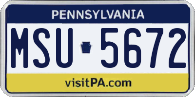 PA license plate MSU5672
