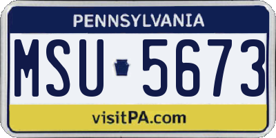 PA license plate MSU5673