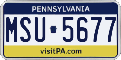 PA license plate MSU5677