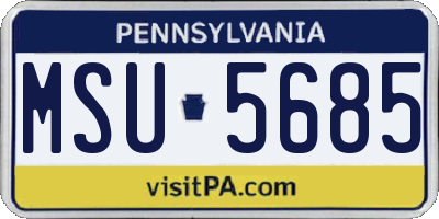 PA license plate MSU5685