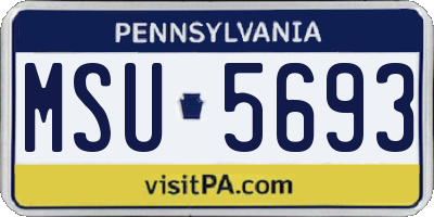 PA license plate MSU5693