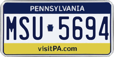 PA license plate MSU5694
