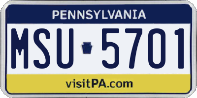 PA license plate MSU5701