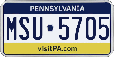 PA license plate MSU5705