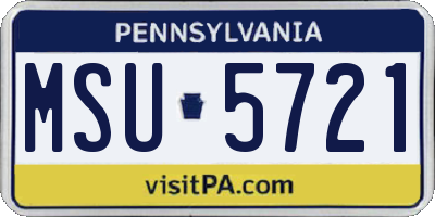 PA license plate MSU5721