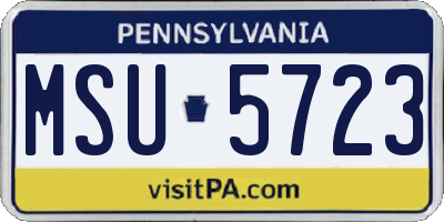 PA license plate MSU5723