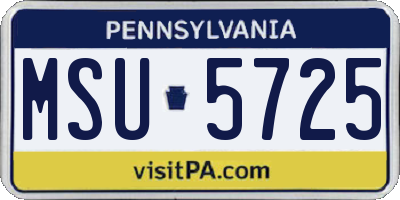 PA license plate MSU5725