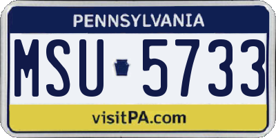 PA license plate MSU5733