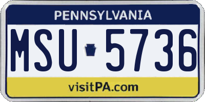 PA license plate MSU5736