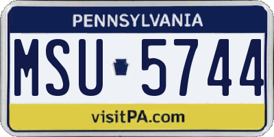 PA license plate MSU5744