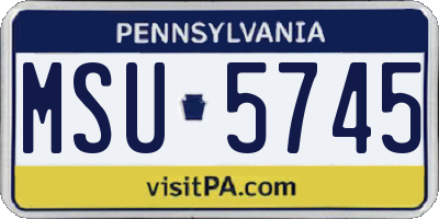 PA license plate MSU5745