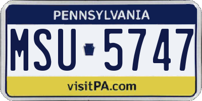 PA license plate MSU5747