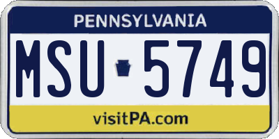 PA license plate MSU5749